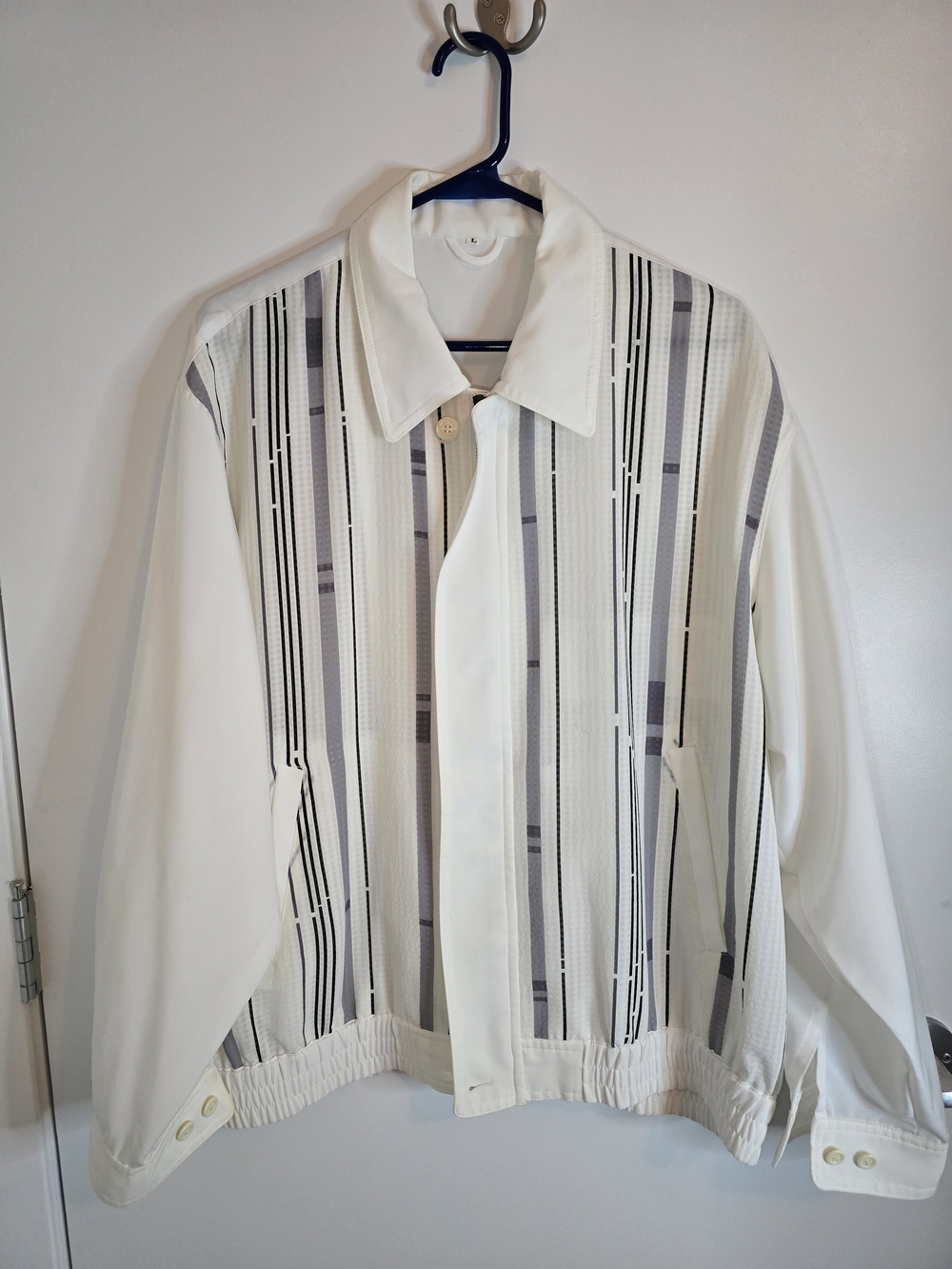 Men's White Striped Casual Jacket